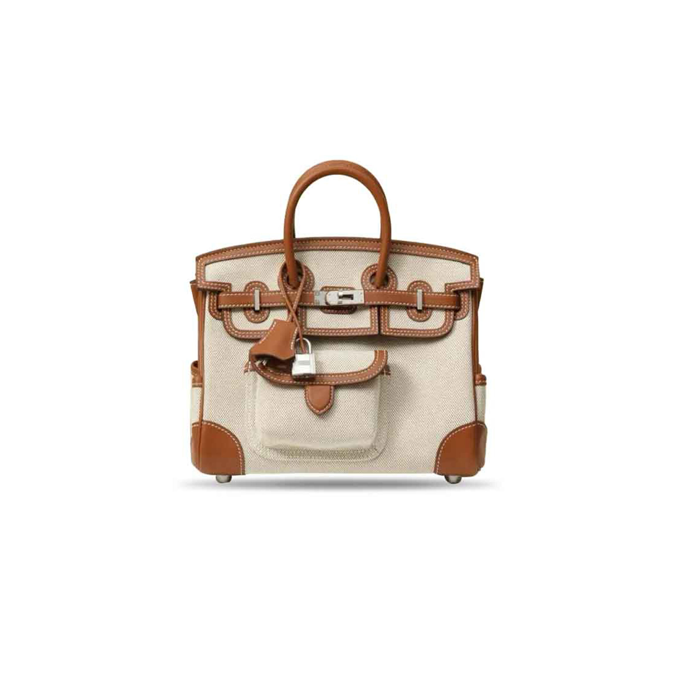 HERMÈS MASTER BIRKIN 25 CARGO IN ECRU AND BEIGE GOLD SWIFT WITH PALLADIUM HARDWARE (25*20*13cm)